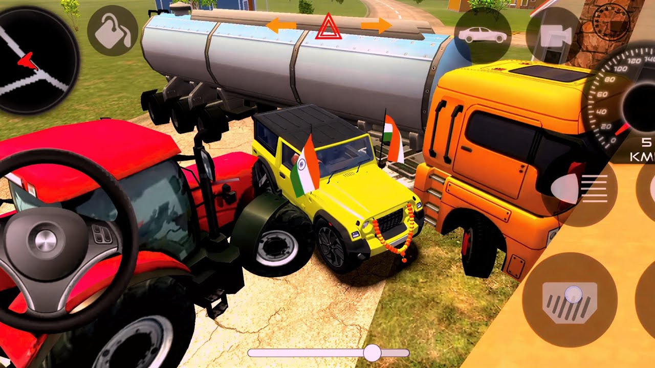 🔥 Modified Yellow Mahindra Thar with Indian Flag 🇮🇳 | Indian Car Simulator 3D