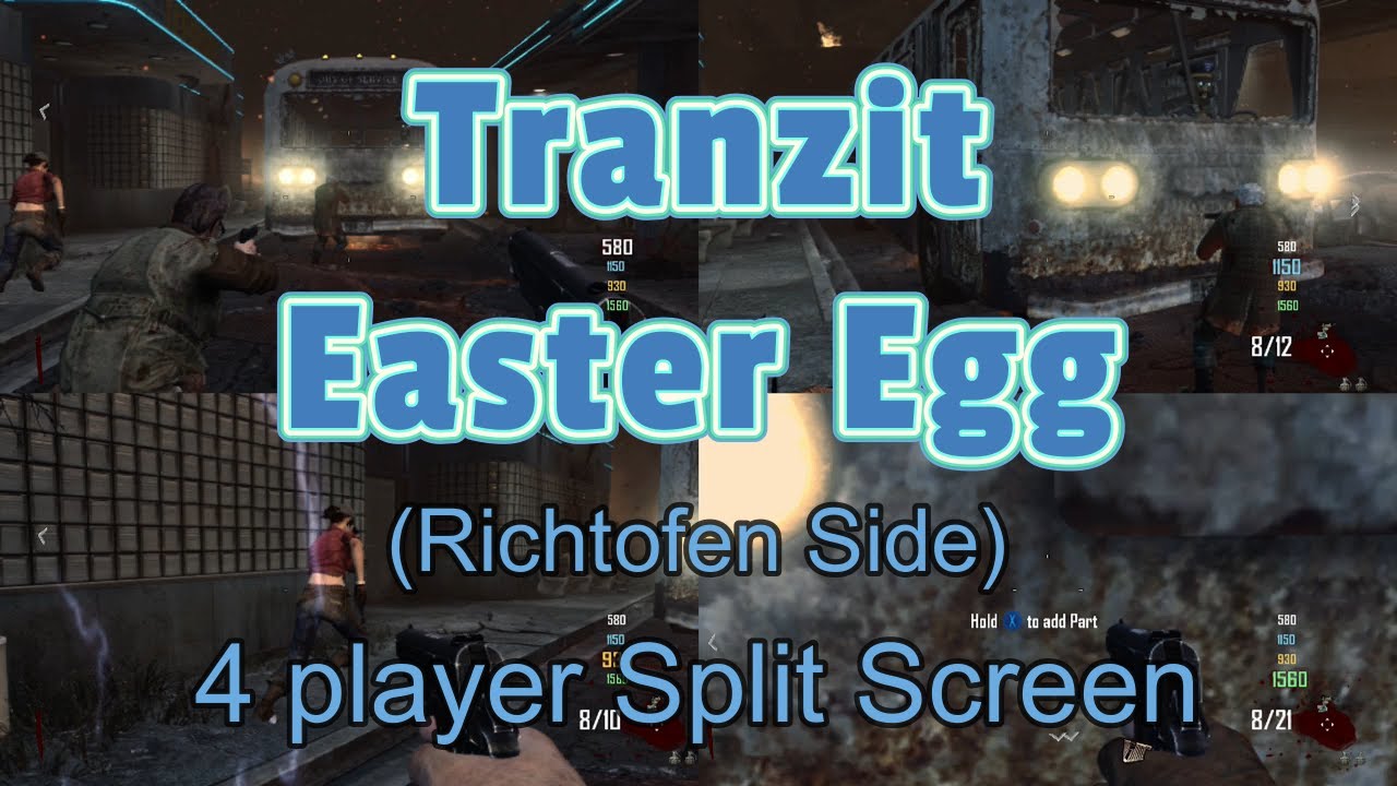 Black Ops 2 Zombies - Completing Tranzit Richtofen easter egg in 4 player split screen