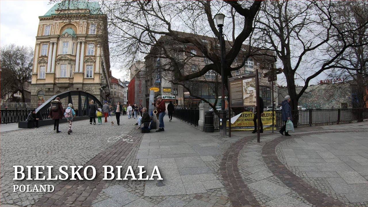 Bielsko Biała, 4K, 60fps, Walking tour, Poland