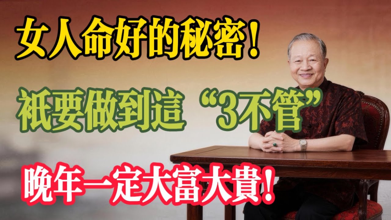 曾仕強含淚泄露天機：女人不管這3件事，晚年必定大富大貴！#曾仕強 #易經 #女性智慧 #改命 #修心 #福氣 #人生感悟 #斷舍離