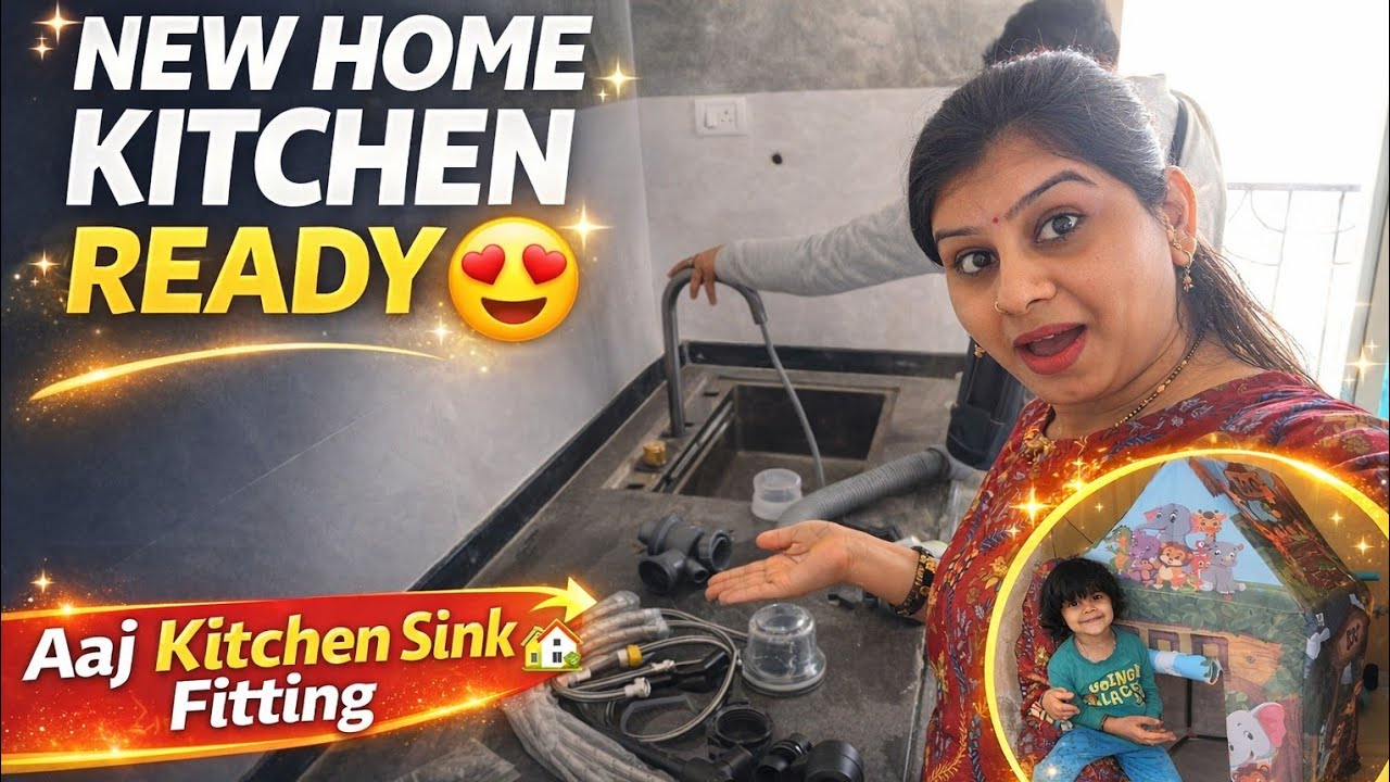 Aaj New Gharachi Modular Kitchen Sink Fitting Keli 😍Tent House Setup#ytviral #video #modularkitchen 