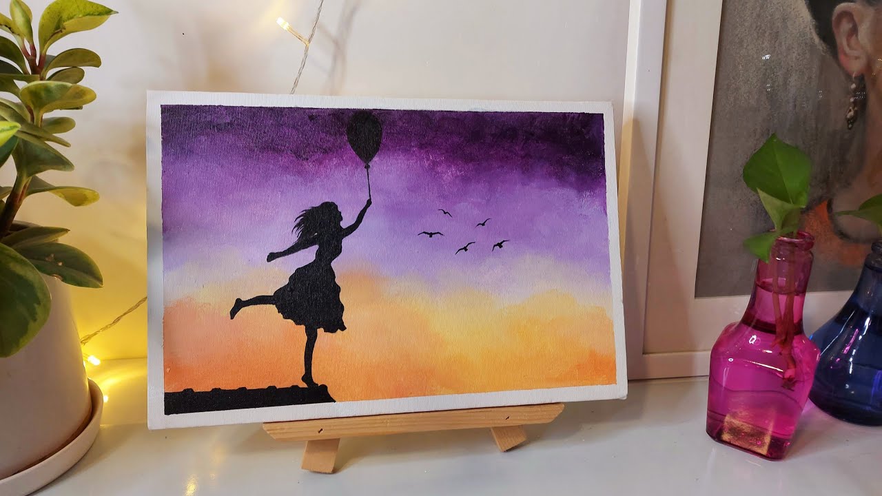 Girl Flying in the Sky-Finger Painting TECHNIQUES for Beginners