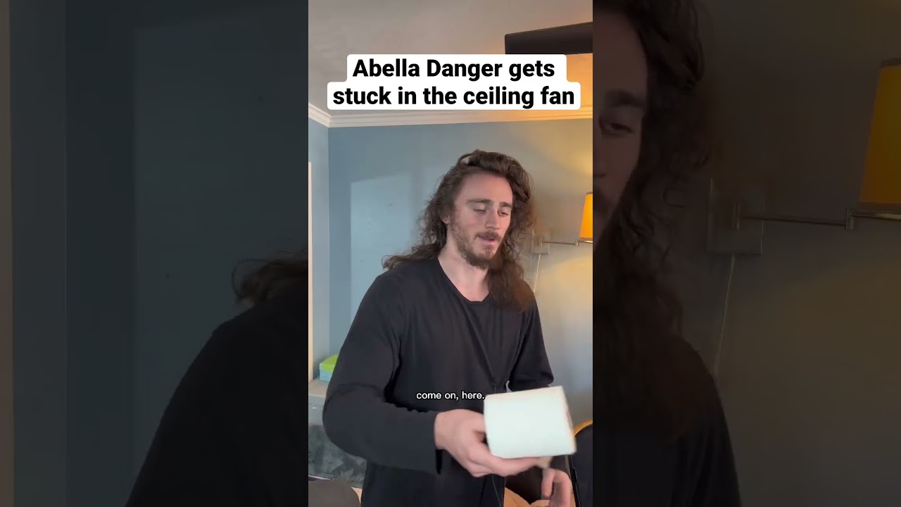 abella danger gets stuck in the ceiling fan #shorts #comedy #funny