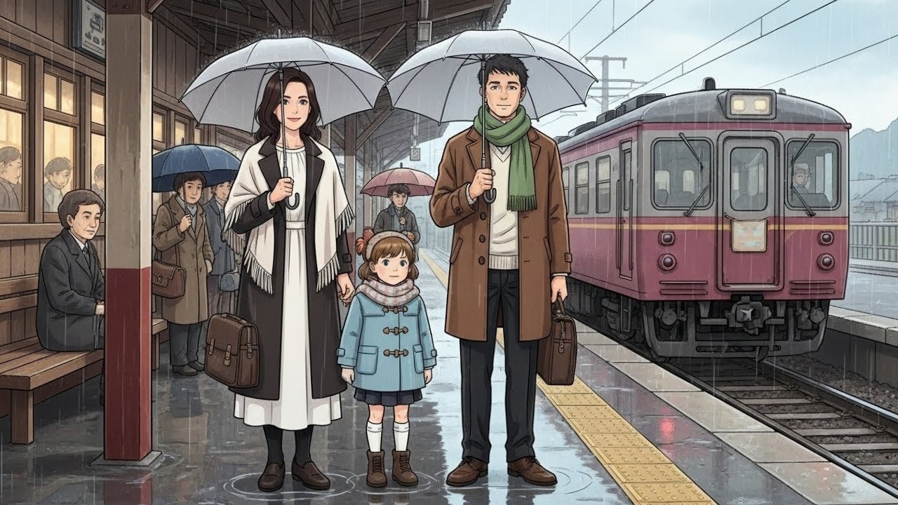 Train Life: Rainy Train Day with Family 🌧️ | Cozy Childhood Memories | Ghibli-Style ASMR