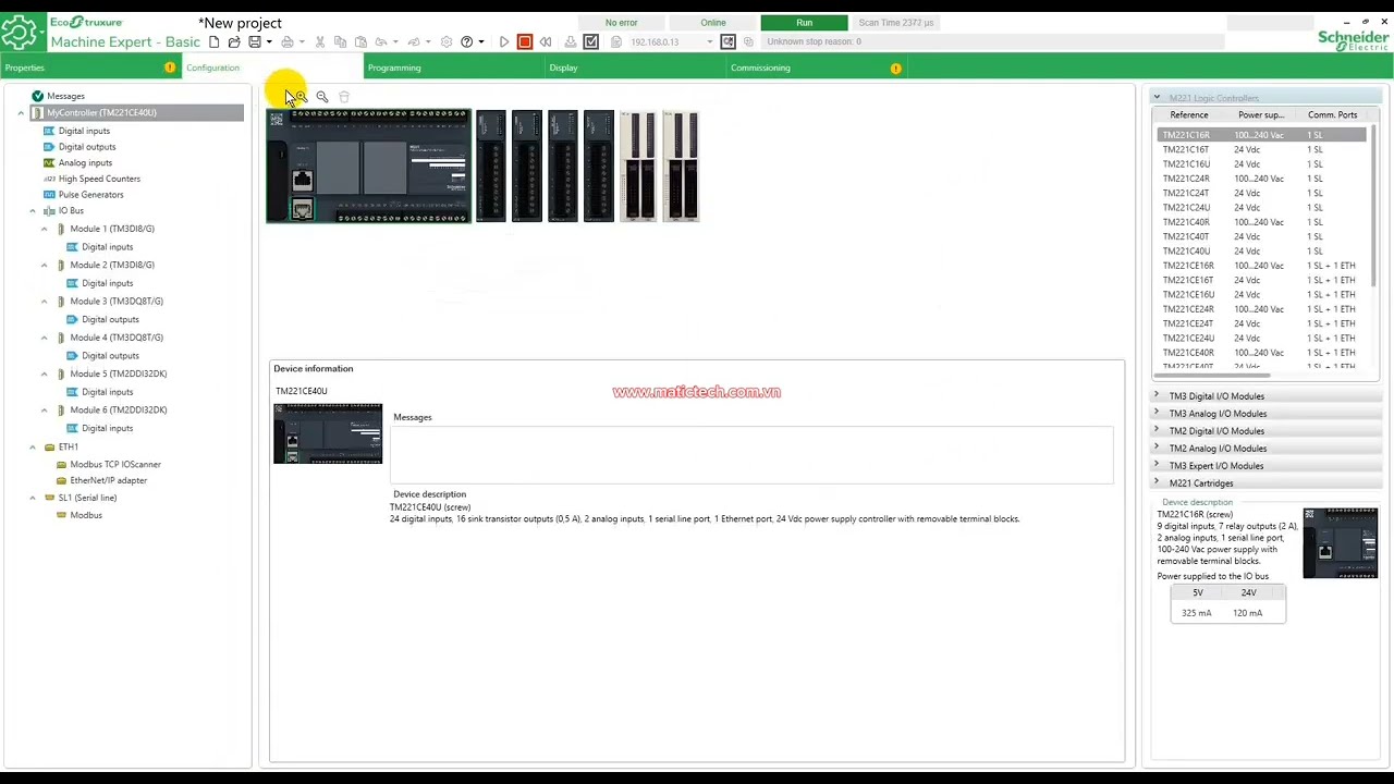Upload chương trình PLC Schneider M221 về máy tính | TM221CE40U EcoStruxure Machine Expert Upload