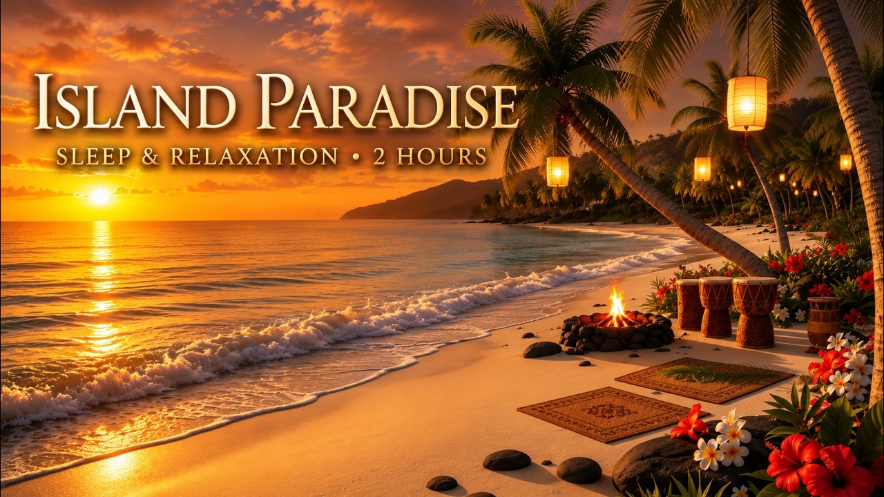 Polynesian Island Tribal Ambient | Ocean Waves, Soft Drums, Tropical Relaxation Music