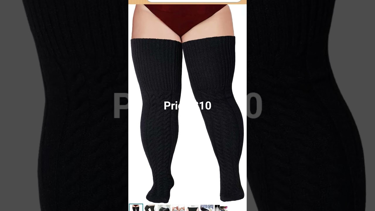 Wool Plus Size Thigh High Socks For Thick Thighs- Extra Long Womens Warm Cable Knit Over Knee Stock