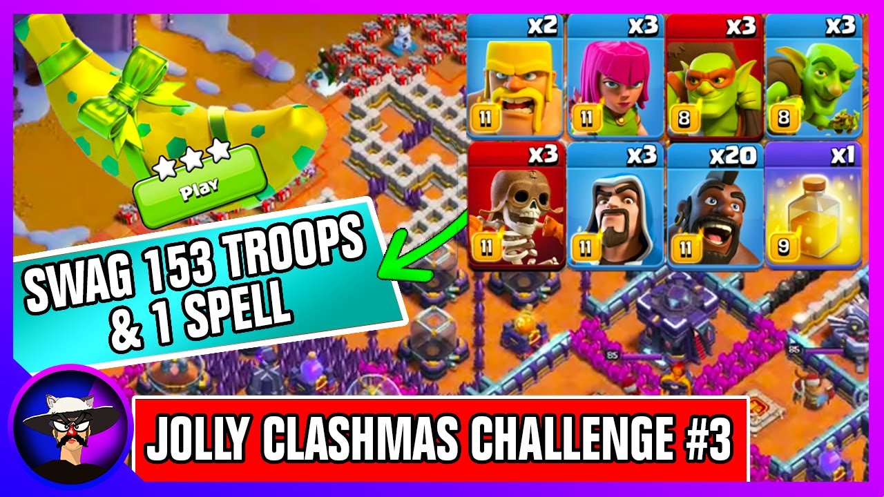 Easily 3 Star Jolly Clashmas Challenge #3 | How to Complete Clashmas Challenge | Clash of Clans