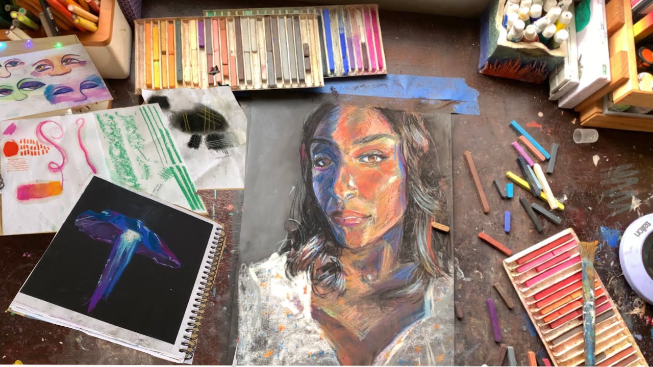 Draw With Me | Learning Chalk Pastels: From Sketches to Self-Portrait