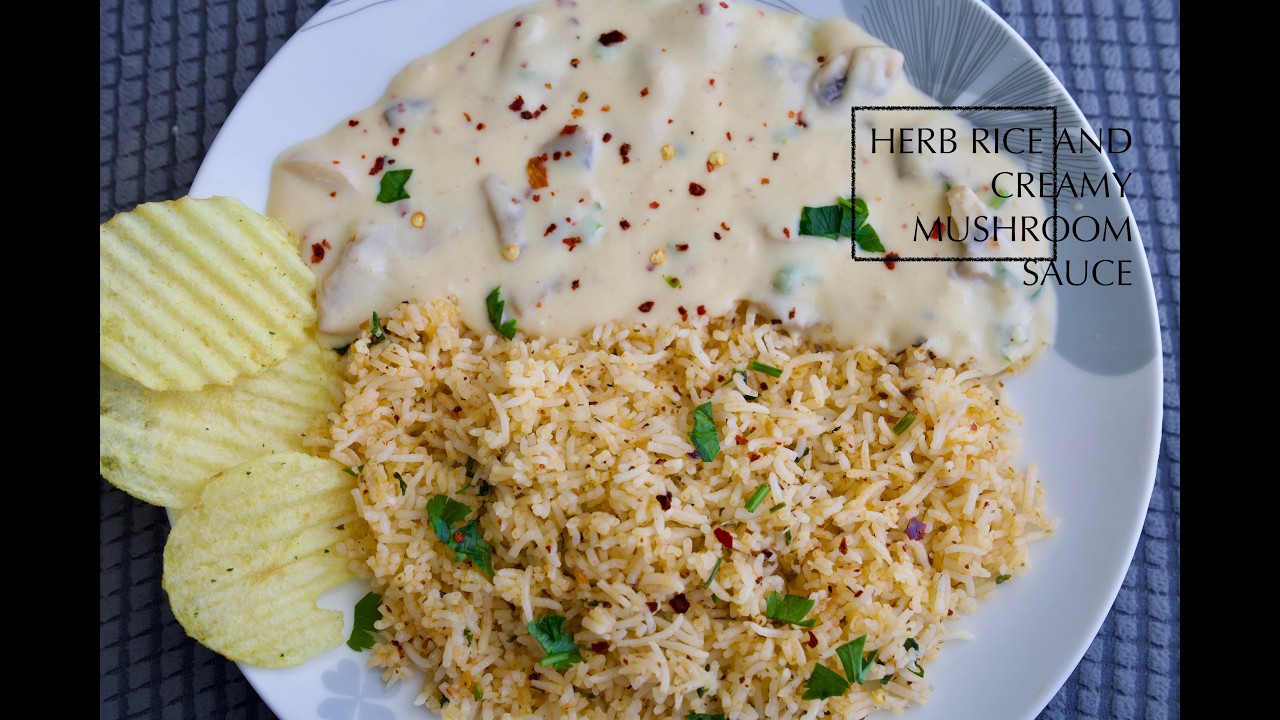 Herb rice with Creamy Mushroom sauce