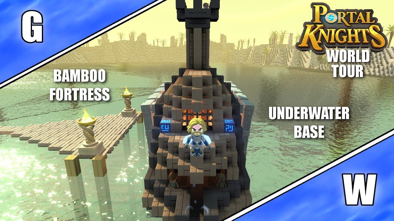Clems & The Bait WORLD TOURS - Bamboo Fortress & Underwater Base!!! - Portal Knights 1.5.2