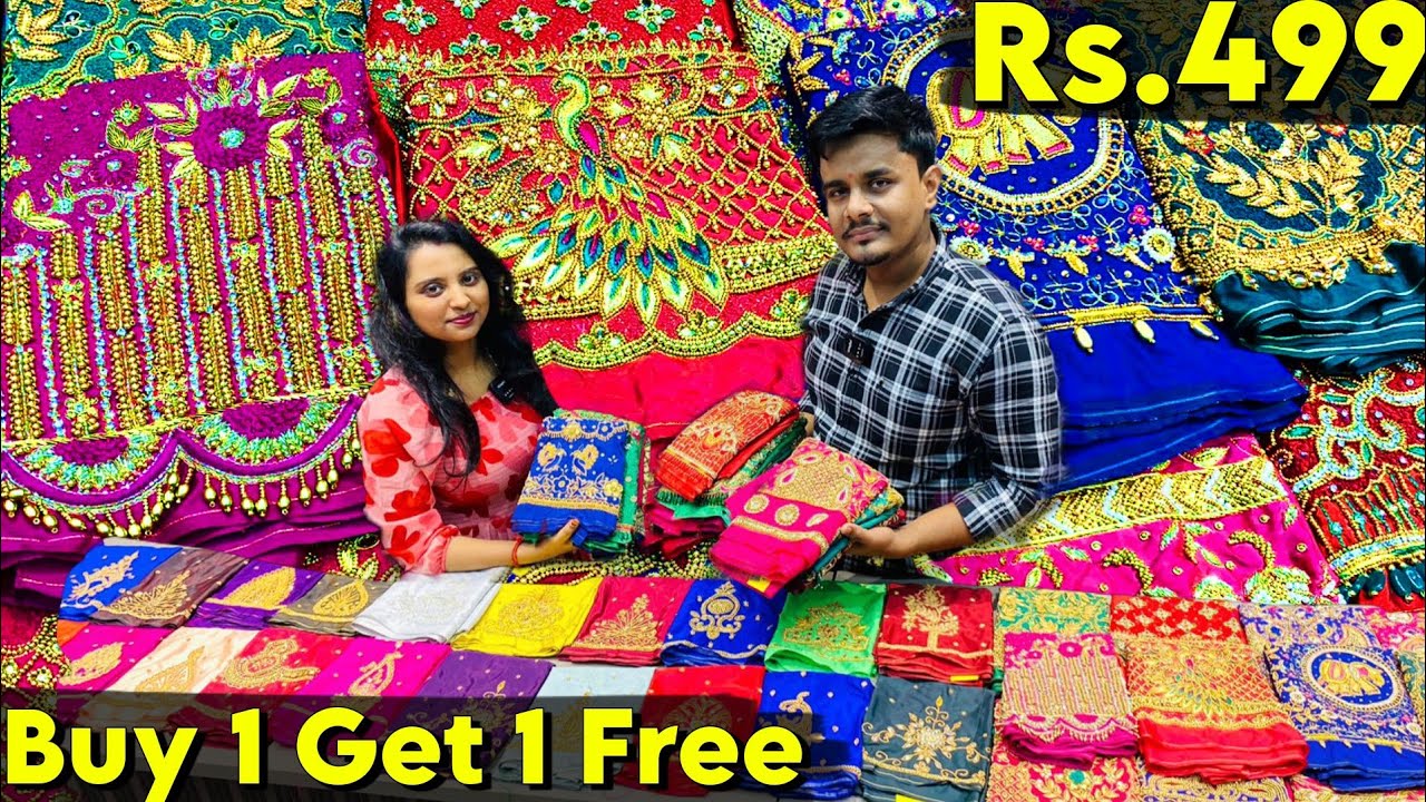 Rs.499முதல்👌New Aari work Blouse | Buy 1 Get 1 Free 😍| Sowcarpet Cheapest Aari Work Material Shop