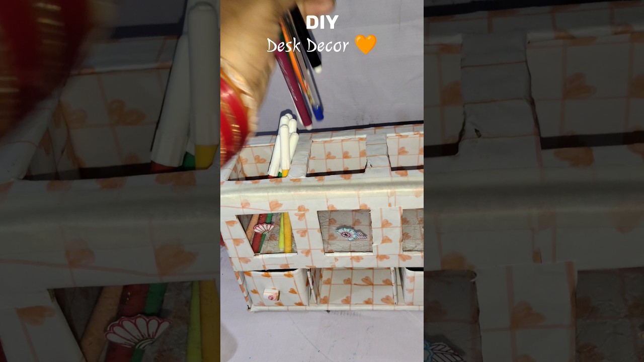 DIY Orange Aesthetic Pen Holder 🧡 | School Hacks"