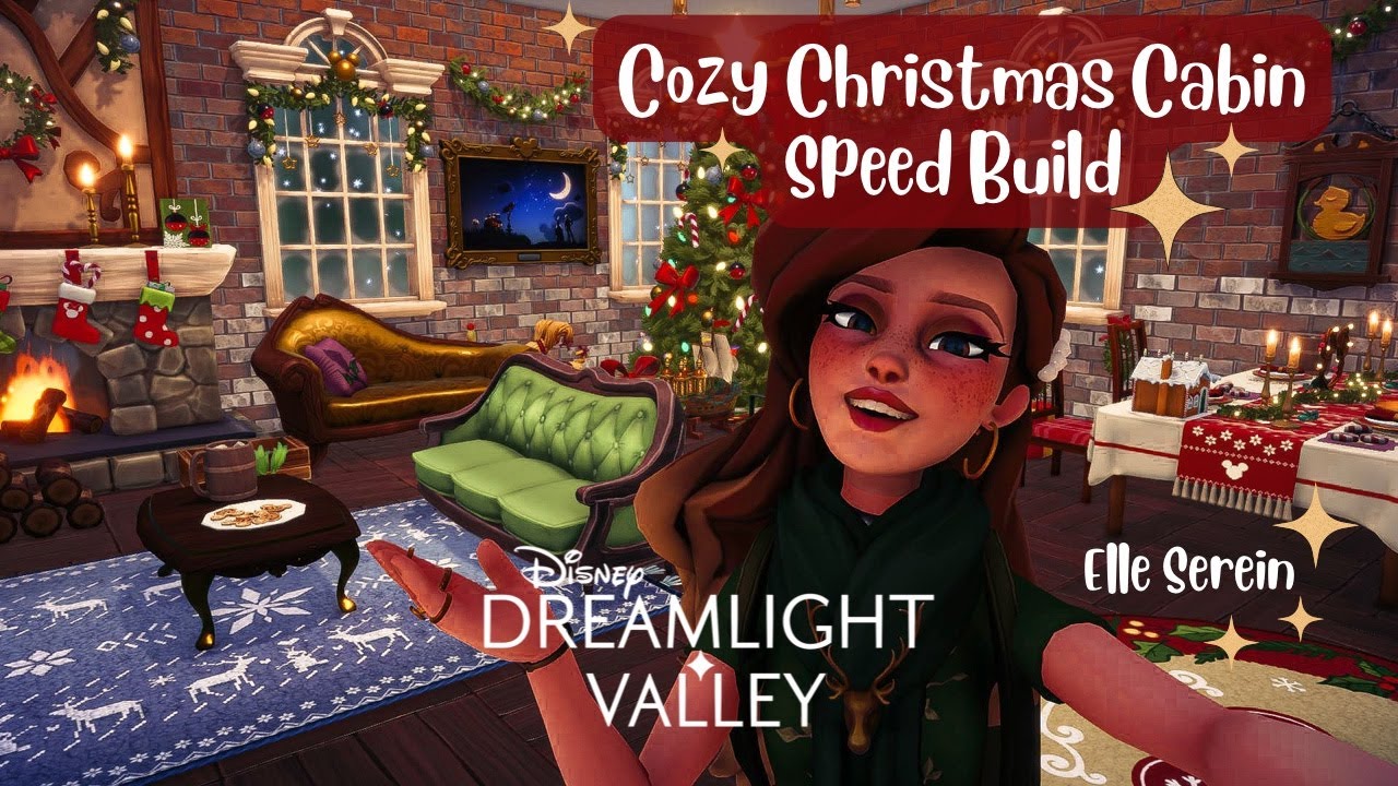 Cozy Christmas Cabin Speed Build🎄☕️🤎 in Disney Dreamlight Valley
