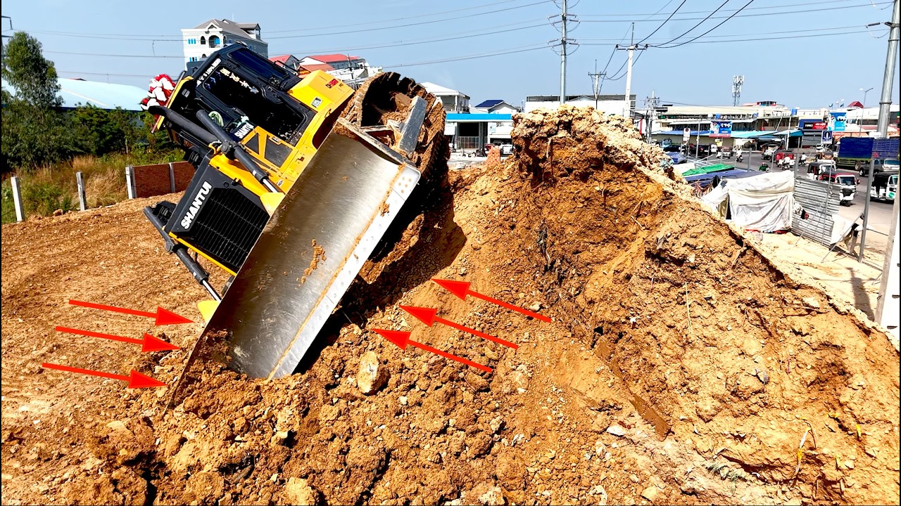Error Bulldozer Sliding on a Giant Dirt Hill! 😱 | Completed Hollow Space Fence & Landfilling