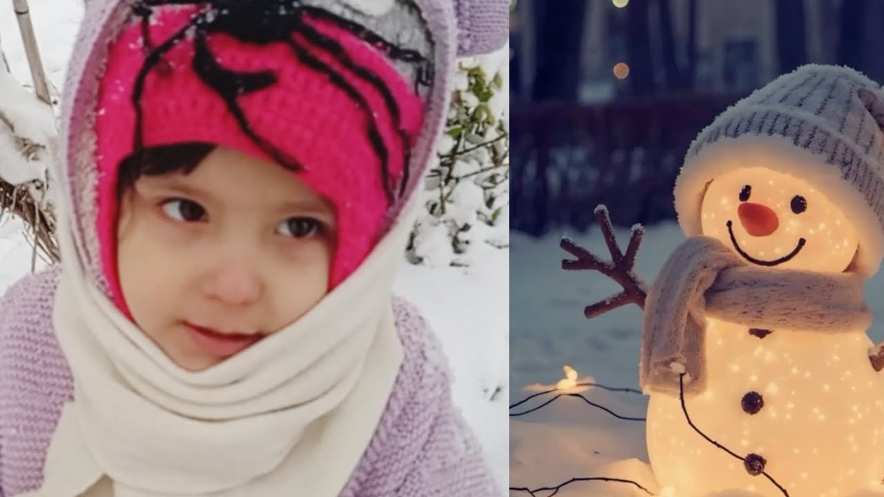 #قمورة_ولولو قمر لعبت بثلج وتجمدت قمورة 🥶😵