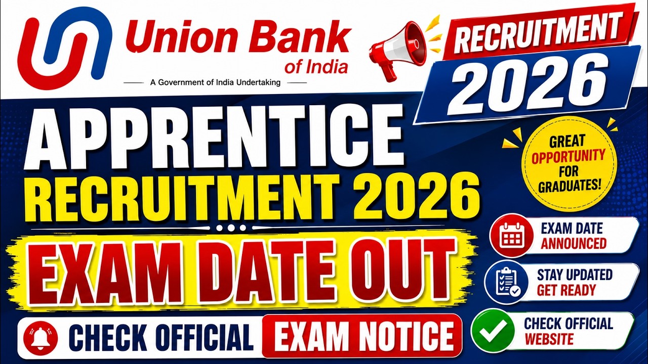 Union Bank of India Apprentice Recruitment 2026 &ndash; Exam Date Notice Out, Online Exam on 07 June 2026