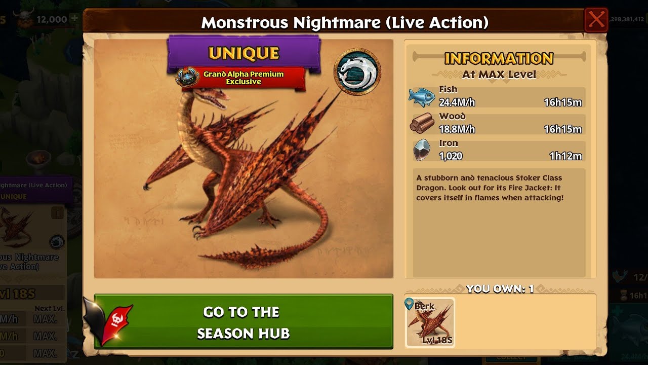 🔥 Rise of Berk: All Trial of Flame Dragons at LVL 185 + Monstrous Nightmare 185