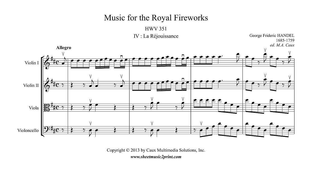 Handel : La Réjouissance - Music for the Royal Fireworks