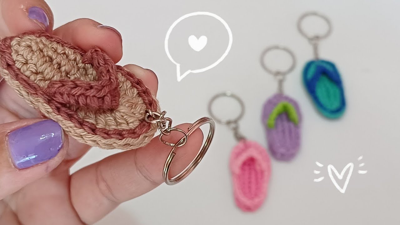 Ganhe dinheiro fazendo  chinelo chaveiro crochê