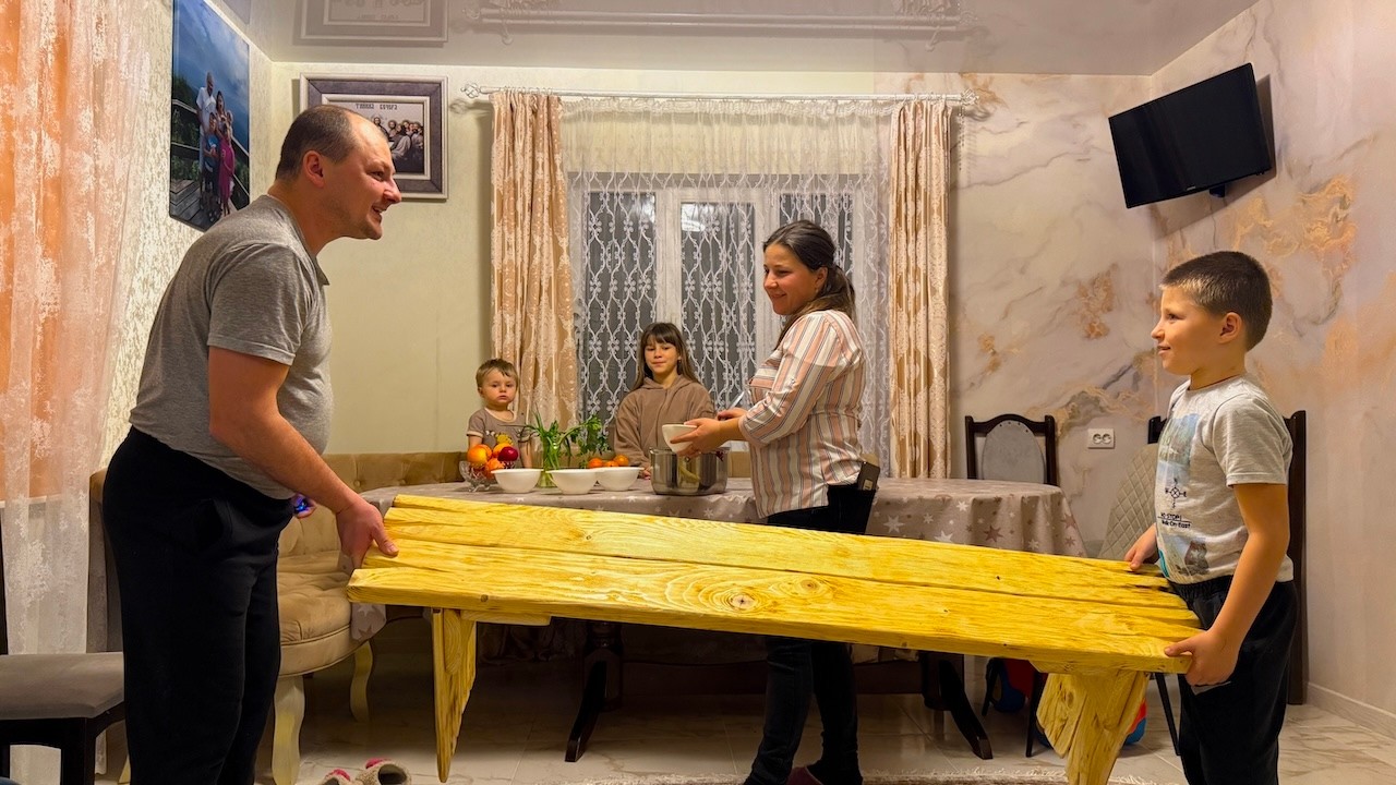 Carpathian Village Life 🏔️ Father & Son Build a Wooden Bench | Traditional Cooking & Family Day