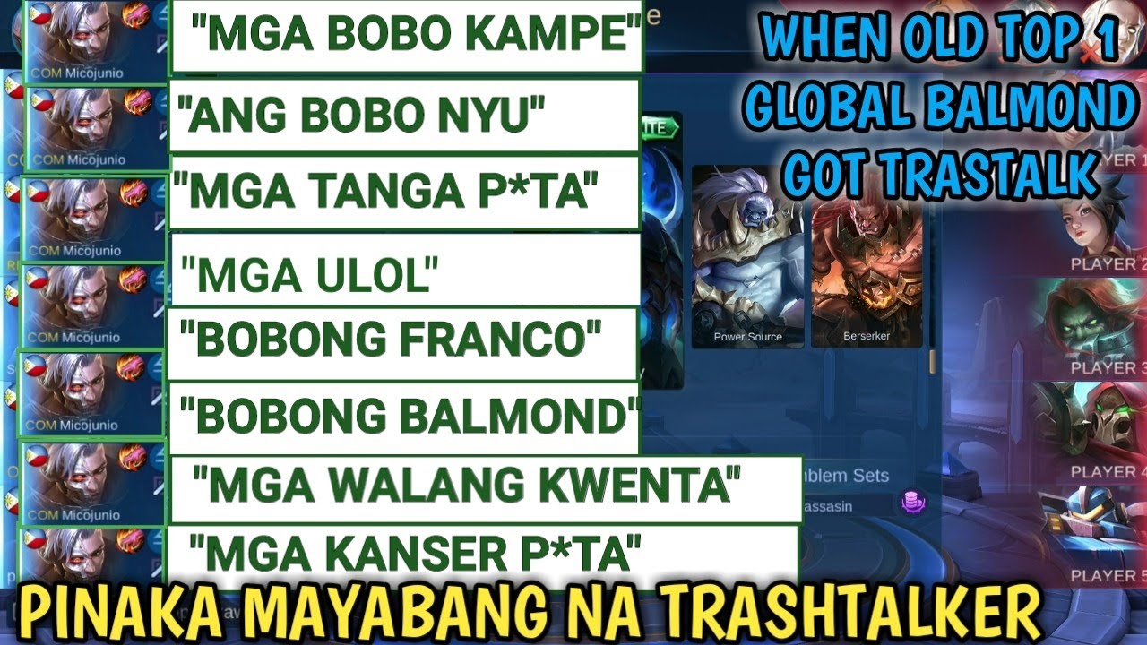 WHEN OLD TOP 1 GLOBAL BALMOND GOT TRASHTALK | MOST BOASTFUL TRASHTALKER | MOBILE LEGENDS