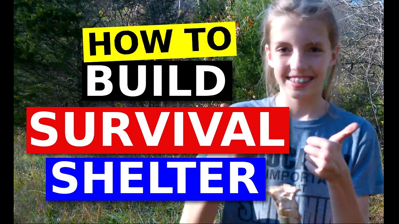 Bushcraft kids build a survival shelter
