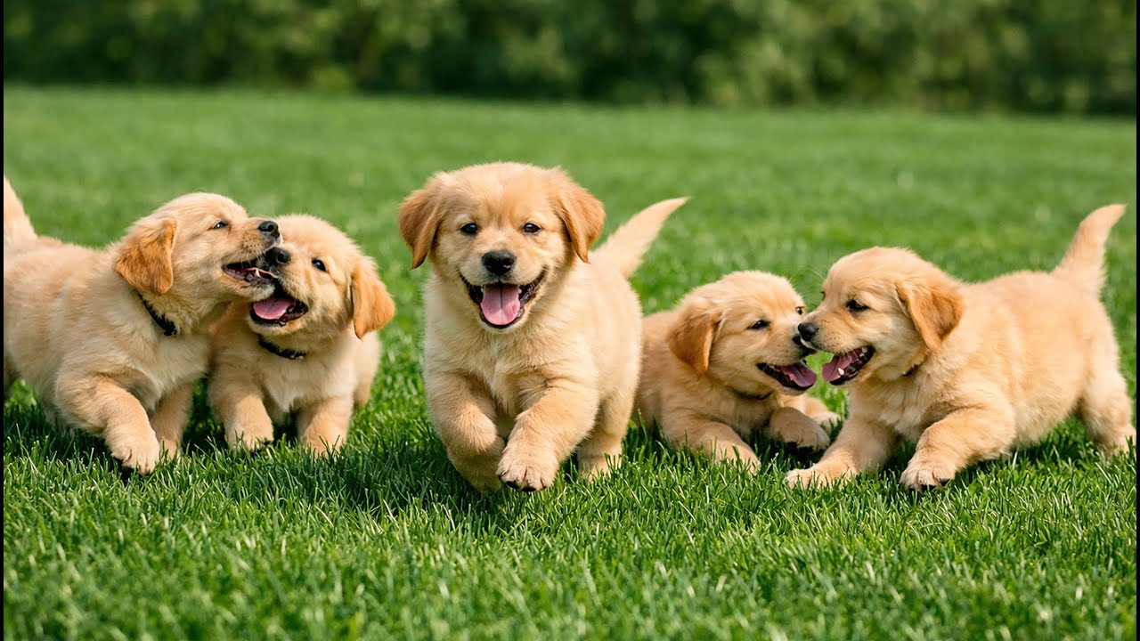 🐶🌱 Lovely Puppies Spending Time with Their Mom Outdoors | Relaxing Dog Sounds