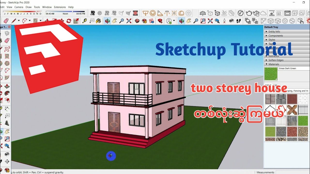 Sketchup Tutorial (Myanmar) - Two Storey  Building Design
