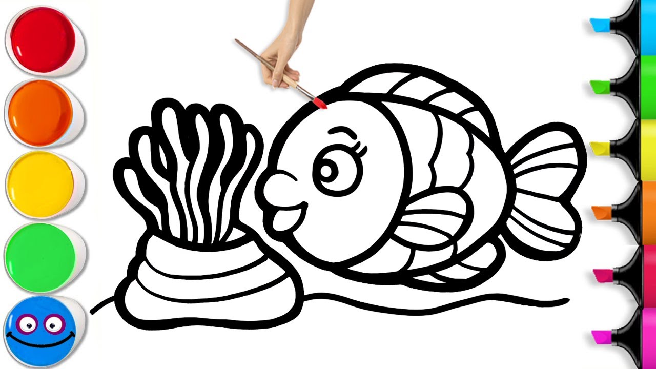 How To Draw a Cute Fish & Coral | Easy Step By Step Tutorial