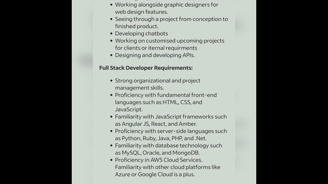 Full Stack Developer#fresher #experienced #youtubeshorts #getemployed #fullstackdeveloperjobs