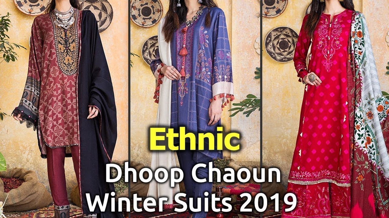 Latest Collection of ETHNIC (DHOOP CHAOUN) Winter Dresses 2019 | Pakistani Winter Suits Designs