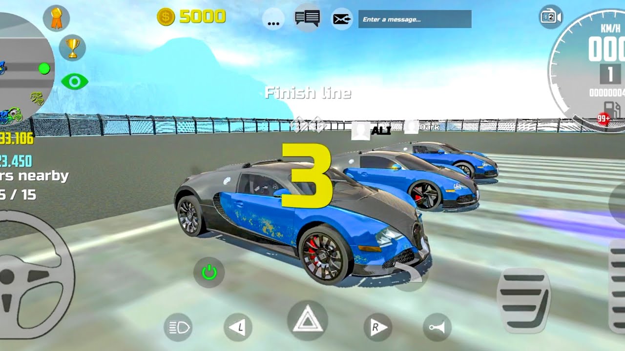 Car Simulator 2 Multiplayer - 400m Race with Three Bugattis - Car Games Android Gameplay