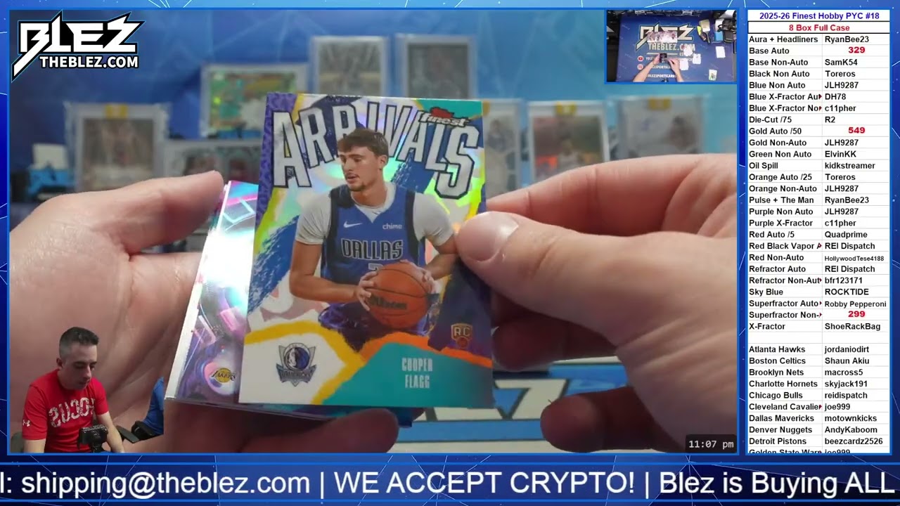 2025-26 Topps Finest Hobby NBA 8 Box Full Case Break #18 Pick Your Color