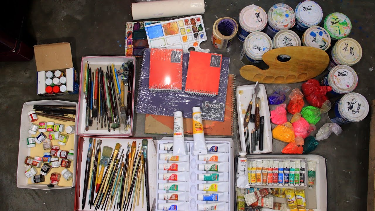 My all art materials | my 3 years art materials collection