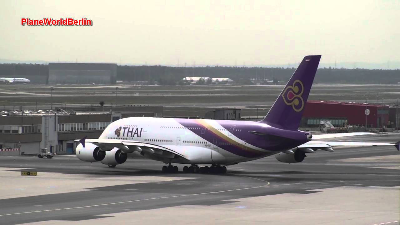 Takeoff Thai Airways Airbus A380 at Frankfurt