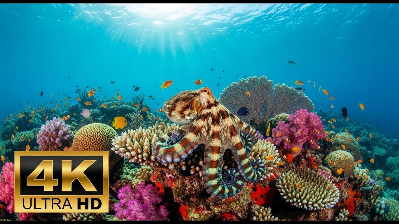 🐠 Aquarium Relaxation Video 4K – Peaceful Coral Reef Fish with Ambient Music