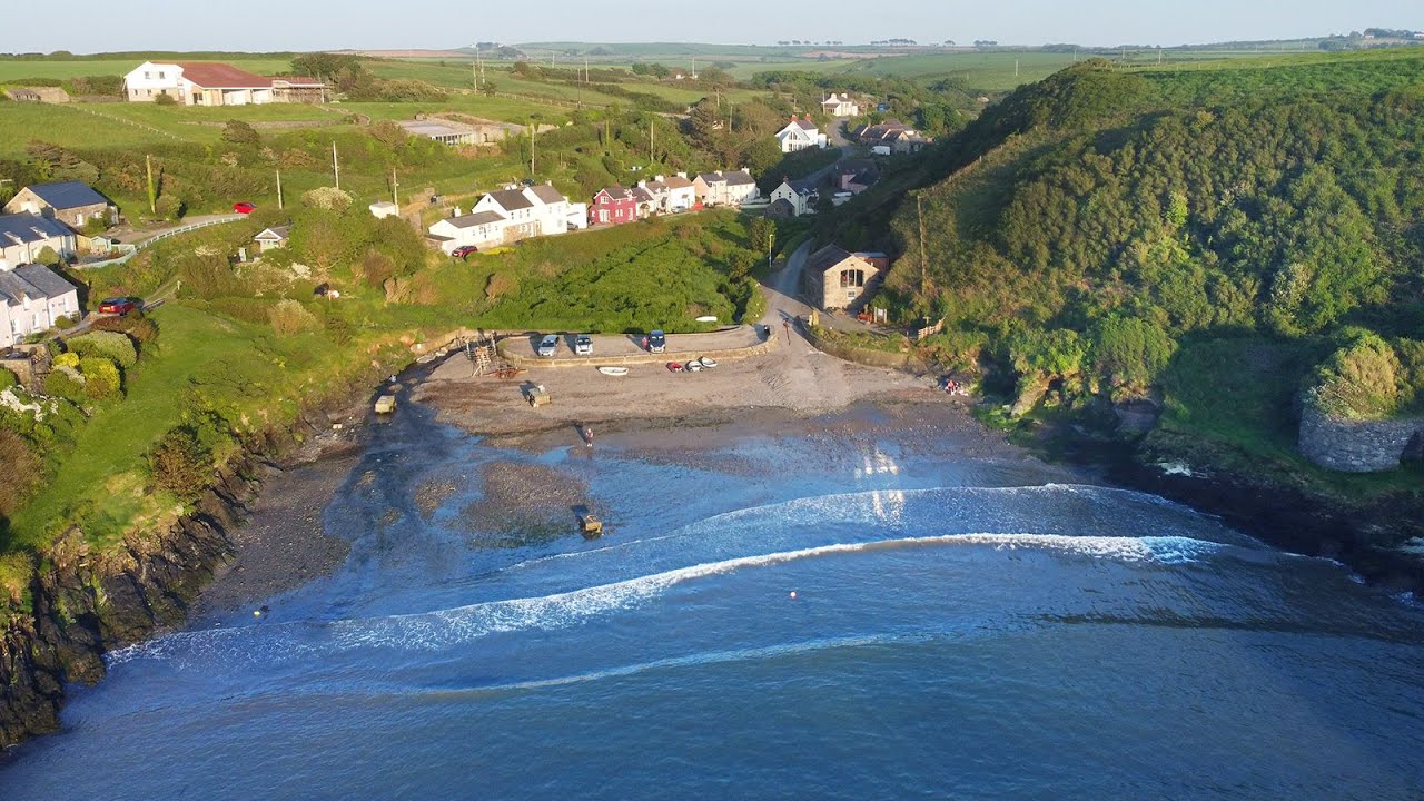 4K Abercastle / Abercastell Pembrokeshire harbour coast wales from the air by drone aerial