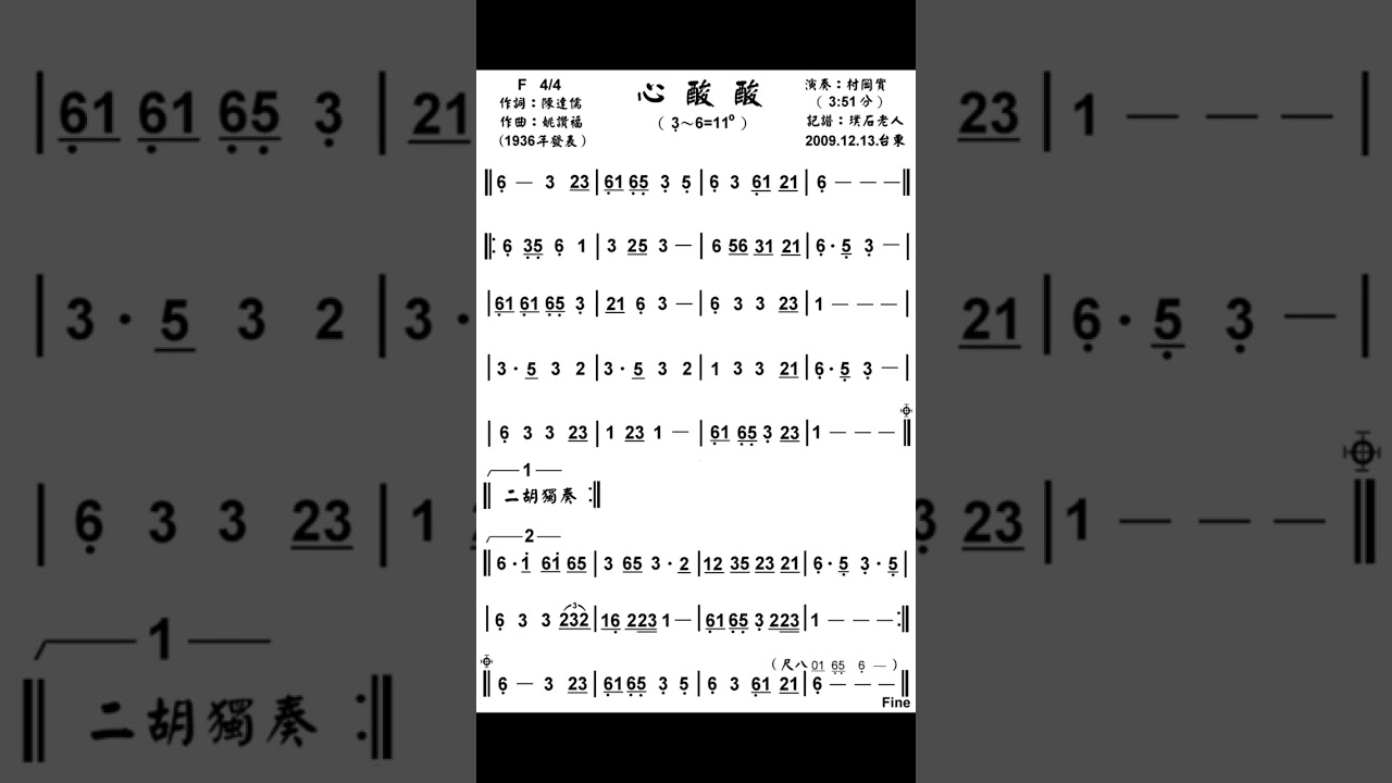心酸酸 F 譜曲 村崗實