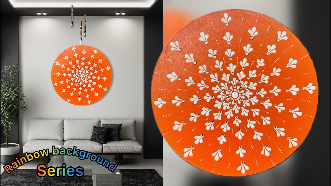 Easy White Dot Mandala on Orange || Rainbow Background Pt. 6