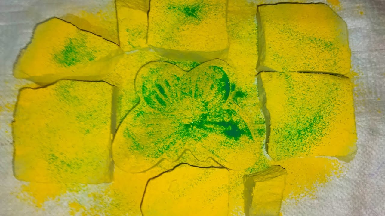 Dusty Yellow Reformed Gymchalk 💛 | Green Pigment Sprinkled Crunchy ASMR 🌬️ 