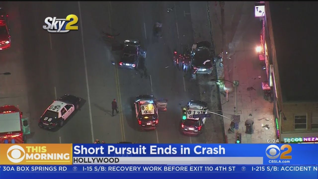 2 Injured In Hollywood Pursuit That Ends In Crash On Sunset Blvd.