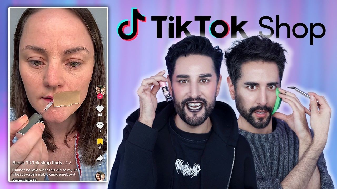 TESTING TiKTOK SHOP VIRAL MAKEUP! 💜🖤 The Welsh Twins