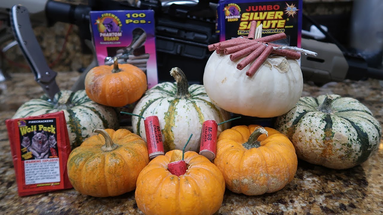 BLOWING UP HALLOWEEN PUMPKINS WITH FIREWORKS!!!