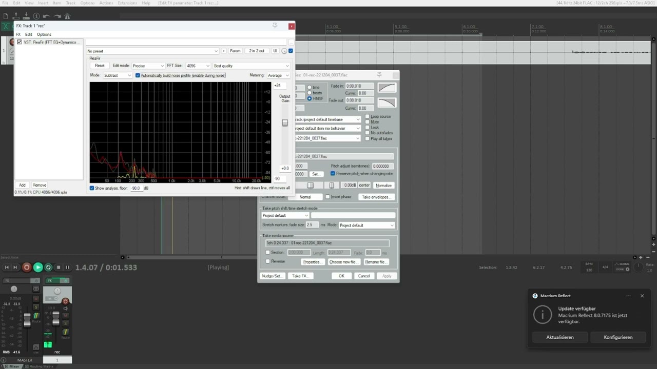 How to remove background noise with REAPER stock plugins