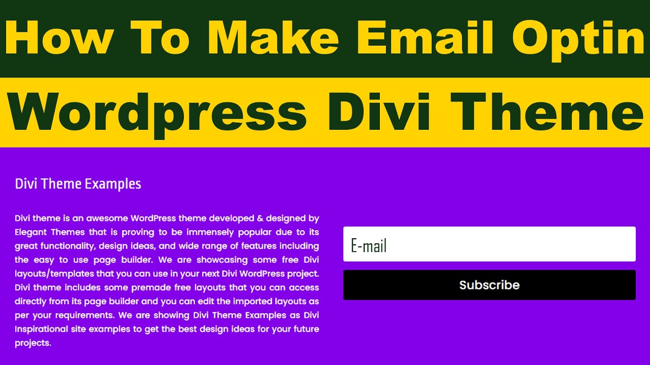 How To Make Email Optin In Wordpress Divi Theme