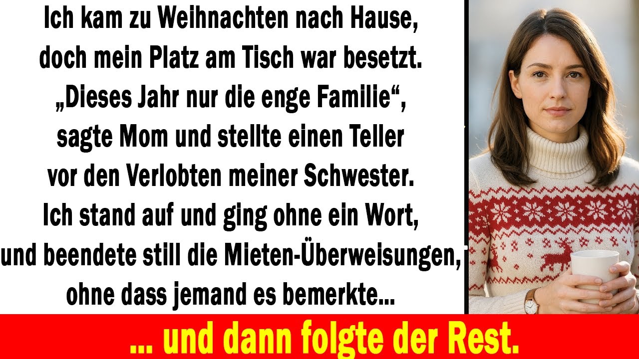 Ich kam zu Weihnachten heim, doch mein Platz war besetzt – „Nur engste Familie“, sagte meine