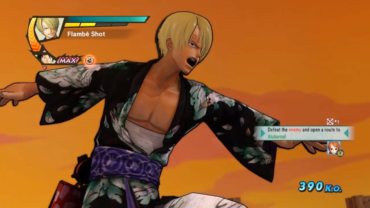 One piece Pirate Warrios 3 Sanji Kimono Level 100 Gameplay