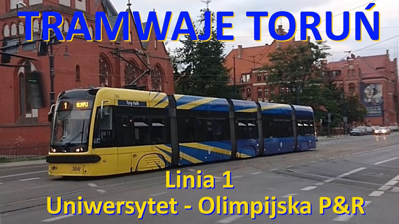Tramwaje Toruń. Linia 1 Uniwersytet - Olimpijska P&R./CABVIEW - Ride on tram line 1 in Toruń(Poland)