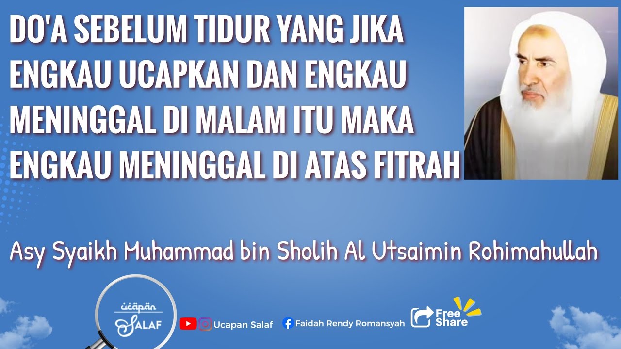 Do'a Sebelum Tidur Yang Jika Engkau Ucapkan dan Meninggal Maka Engkau Meninggal Di Atas Fitrah